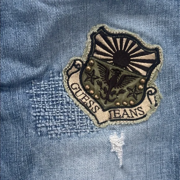 Guess | Vintage Y2K Stretch Light Blue Embellished Studded Skinny Jeans Size 27 - Picture 3 of 16